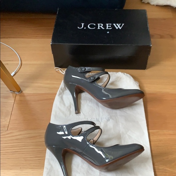 J. Crew 8.5 Gray Patent Leather Mary Jane Heels - Picture 10 of 14